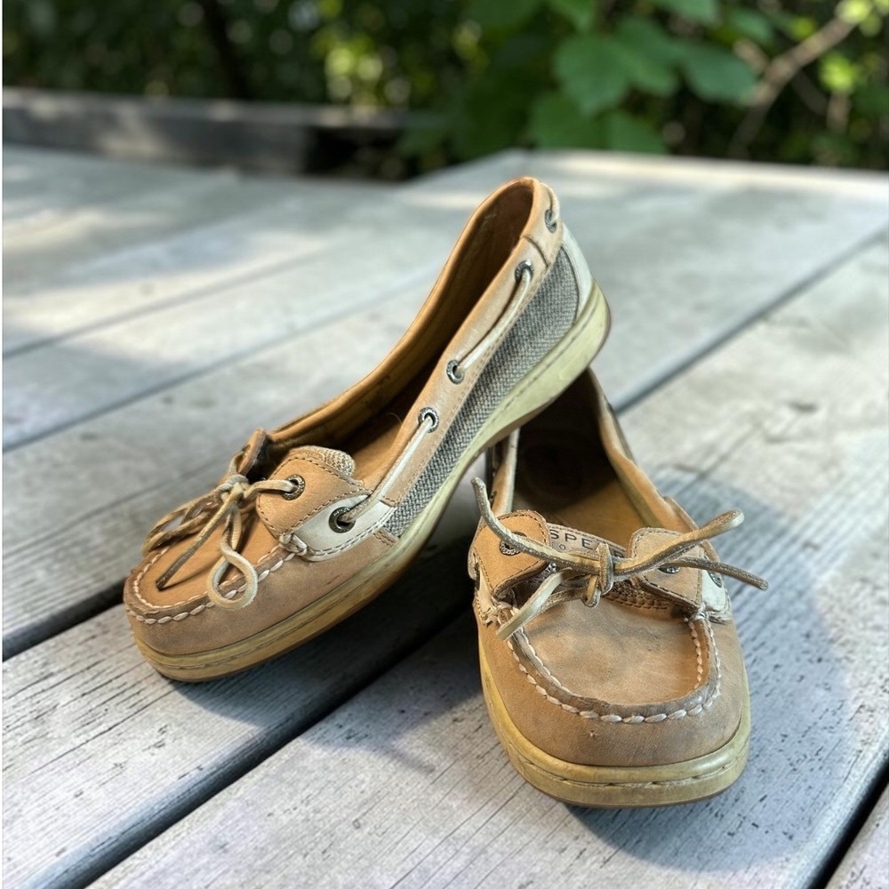 Sperry Top-Sider Angelfish‎ Boat Shoes Womens 9M Tan Leather Good 9102047